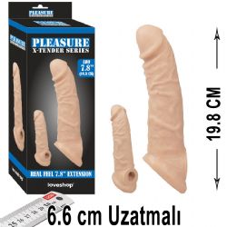 Pleasure X-Tender 19.8 cm Boy 6.6 cm Uzatmali Realistik Et Dokulu Penis Kilifi AL-LS-214