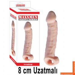 Maxxmen Sleeve 8 cm Uzatmalı Testis Kelepçeli Realistik Et Dokusunda Penis Kılıfı AL-LS456-B