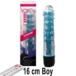 Crystal 16 cm Boy Mavi Renk Vibratör ve Zevk Kılıfı Seti AL-Q028