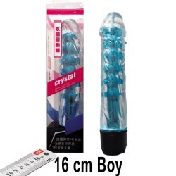 Crystal 16 cm Boy Mavi Renk Vibratr ve Zevk Kilifi Seti AL-Q028