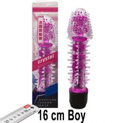 Crystal 16 cm Boy Mor Vibratör ve Zevk Kılıfı Seti AL-Q029-2