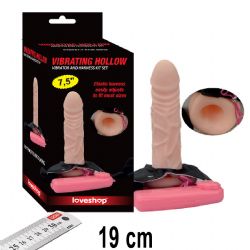 Wibrating Hollow 19 cm Boy Titreşimli Kalın Damarlı İçi Boş Belden Bağlamalı Protez Penis AL-Q030-NEW