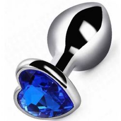 Kalpli Mücevherli Gümüş Rengi Çelik Anal Plug - Büyük Boy C-401008