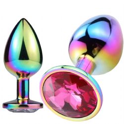 Kristal Mücevherli Çok Renkli Metal Anal Plug - Küçük Boy C-401012