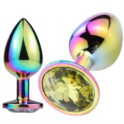Kristal Mücevherli Çok Renkli Metal Anal Plug - Orta Boy C-401013