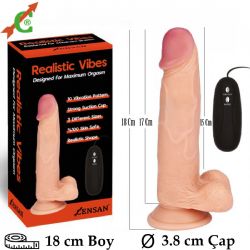 18 cm Boy 3.8 cm ap Et Dokulu Pilli Titresimli Realistik Dildo C-7199