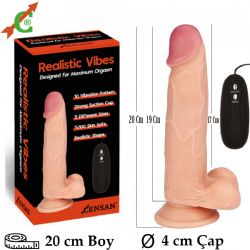 20 cm Boy 4 cm Çap Et Dokulu Pilli Titreşimli Realistik Dildo C-7200