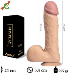 Shyplay Büyük Kalın Ağır Vantuzlu 5.4 cm Çap 24 cm Boyunda Et dokulu Yapay Penis C-7233