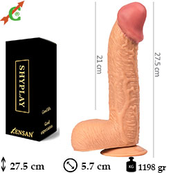 Shyplay Büyük Kalın Ağır Vantuzlu Realistik 27.5 cm Suni Penis C-7236 Yapay Yarak