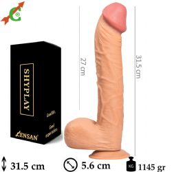 Shyplay Byk Kaln Vantuzlu 5.6 cm ap 31.5 cm Boy Realistik Dildo C-7237