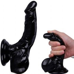 İçinizde Bükülebilen 16.5 cm Boy 3.3 cm Çap Vantuzlu Taşaklı Siyah Renk Realistik Zenci Penisi C-7763S