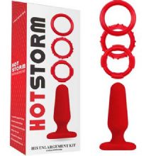 HOT STORM His Enlargement Kit Anal Vibratör ve 3 Penis Halkalı Set C-CH3048