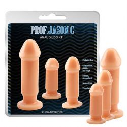 Prof. Jason Realistik 16cm x 4.8cm - 12cm x 3.7cm - 9cm x 3.3cm Ten Rengi 3 lü Anal Plug Seti | C-CH3067