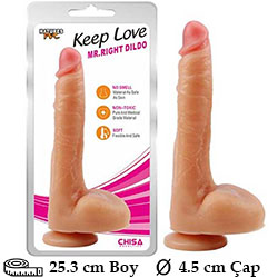 Mr. Right Dildo 25.3 cm boy 4.5 cm Çap Kalınlık Et Dokulu Realistik Penis C-CH7110 +HEDİYE Kaydırıcı Krem ve Afrodizyak Kahve