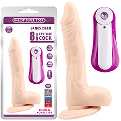 James Deen 21.5 cm Boy 3.6 cm Çap Oynar Başlı Titreşimli Vantuzlu Su Geçirmez Gerçekçi Yapay Kalın Penis C-CH7207