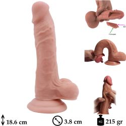 18.6 cm Boy 3.8 cm Çap Gerçekçi Çift Katmanlı Et Dokulu Suni Penis C-CH7208