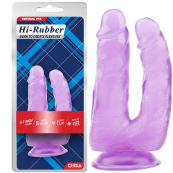 Hi-Rubber Mor Jel 18 cm Boy 3.5 cm Çap Vantuzlu Çatal Penis C-CH7305