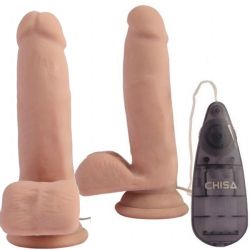 17.5 cm Byk Boy 3.8 cm ap Ii Kikirdakli ok Gereki Penis - Vibrasyonlu Testisli Vantuzlu Realistik Dildo C-CH7800