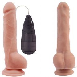 23.5 cm Byk Boy 4.2 cm ap ok Kaln Gereki i Kkrdakl Penis - Vibrasyonlu Testisli Vantuzlu Realistik Dildo C-CH7802