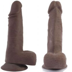 Çok Gerçekçi Zenci Penisi 18 cm Boy 4 cm Çap İçi Kıkırdaklı Testisli Vantuzlu Realistik Siyah Dildo C-CH7808