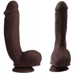 Çok Gerçekçi İçi Kıkırdaklı Büyük Kalın Zenci Penisi 21 cm Boy 4.5 cm Çap Testisli Vantuzlu Realistik Siyah Dildo C-CH7810