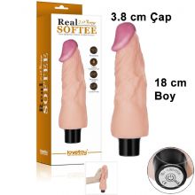 18 cm Boy 3.8 cm Çap 10x Titreşimli Su Geçirmez Süper Et Dokulu Realistik Penis C-LV0911