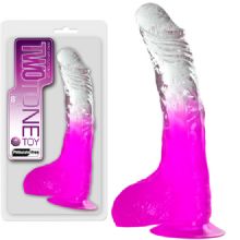 TwoTone Vantuzlu Şeffaf 2 Renkli 20 cm Jel Dildo C-N7051