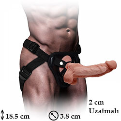 Mars Dildo 18.5 cm Boy 3.8 cm ap Belden Baglamali 2 cm Uzatmali Protez Penis C-YN7248