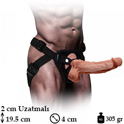 Mars Dildo 19.5 cm Boy 4 cm ap Belden Baglamali 2 cm Uzatmali Protez Penis C-YN7249