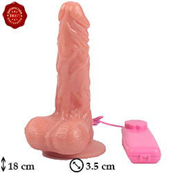 The Phallus 18 Boy 3,5m Çap Kalın Damarlı Vantuzlu Pilli Titreşimli Testisli Vibratör C-YN7253