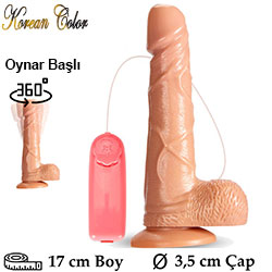 JB Srfs 360 Oynar Bal 17 Boy 3,5 cm ap Kaln Damarl Vantuzlu Pilli Titreimli Testisli Vibratr C-YN7255