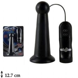 E4 Probe Tip Titreşimli Vantuzlu Unisex Anal Plug Siyah L-15-99BLK-BCD