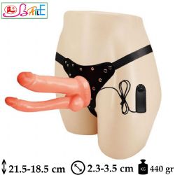 Jessica Strapon Titreşimli 21.5 cm-18.5 cm Boy 2.3cm-3.5 cm Çap Belden Bağlamalı Çatal Penis L-B1048