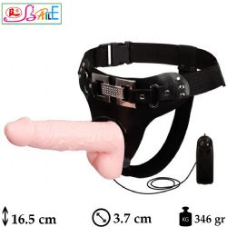 Harness 16.5 cm Boy 3.7 cm Çap Sökülebilir Dildolu Titreşimli Realistik Belden Bağlamalı Penis L-B1050