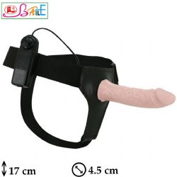 Ultra Harness Titreşimli 17 cm Boy 4.5 cm Çap Kemerle Belden Bağlamalı Ten Rengi Kalın Penisli Strapon L-B1211