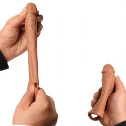 3.5 cm Uzatmali 15.1 cm Boy 3.6 cm ap Ten Rengi Testisten Destekli Realistik Penis Kilifi LLT-BDM110