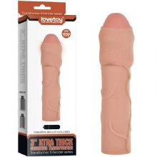 X-Tender Ten Rengi Sünnetsiz Titreşimli Penisi Büyük Gösteren Toplam 20 cm Boyunda 7.6 cm Penis Uzatmalı Kılıf L-LV1068F