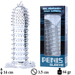 Penis Sleeve 14 cm boy 3,8 cm çap Süper Tırtıklı Bayan Uyarıcı Şeffaf Penis Kılıfı L-B1002