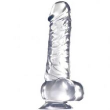 18 cm Şeffaf Vantuzlu Jel Dildo C-1346 +HEDİYE Kaydırıcı Krem