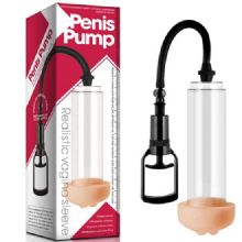 Penis Pump Cam Gövdeli Realistik Vajina Girişli Penis Pompası C-1402 +HEDİYE Kaydırıcı Krem