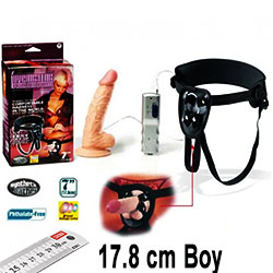 Invigorator Power 17.8 cm Sökülebilen Titreşimli Damarlı Realistik Dildolu Belden Bağlamalı Protez Penis C-173