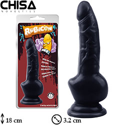 Rubicon Klitoris Uyarıcılı 18 cm Boy 3.2 cm Çap Tıkaç Tarzı Vantuzlu Koyu Siyah Zenci Dildo C-CH7112