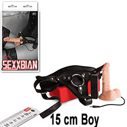 Sexxbian Strap-On - 15 cm Sökülebilir Vantuzlu Titreşimli Penisli Belden Bağlamalı Protez Penis C-N7126