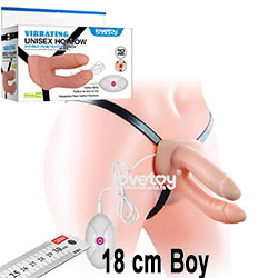 Unisex Hollow Double Penetrator Strap-On İki Penisli Titreşimli Belden Bağlamalı Protez Penis L-LV3006