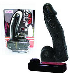 Ultra Passionate Harness 16.5 cm Boy 3.7 cm Çap Titreşimli İçi Dolu Sökülebilir Siyah Protez Penis L-2236Z