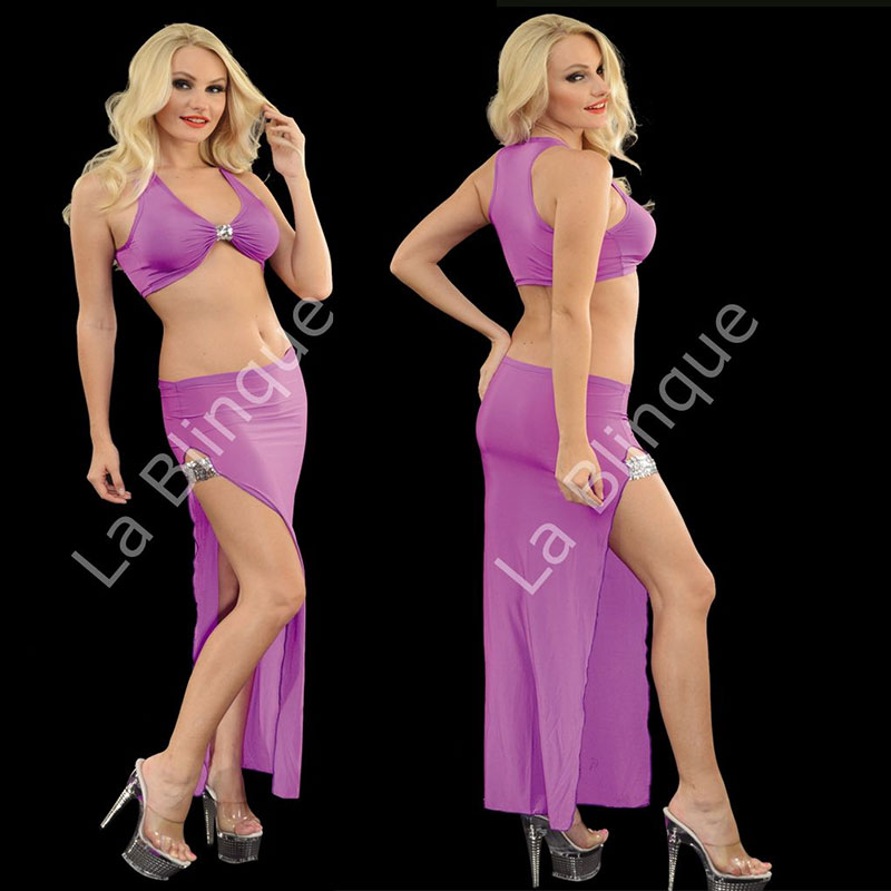 Styen Grnml Bstiyer Derin Yirtmali Etek Kadin Seksi Takim Elbise ART-6065
