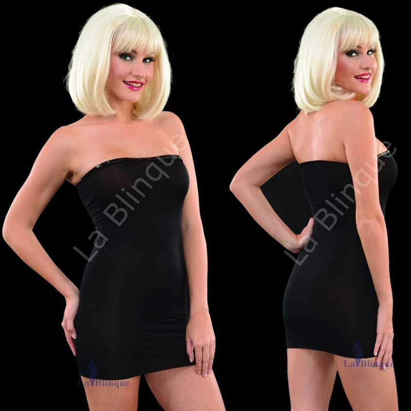 Siyah Pullu Mini Straplez Elbise ART-6074