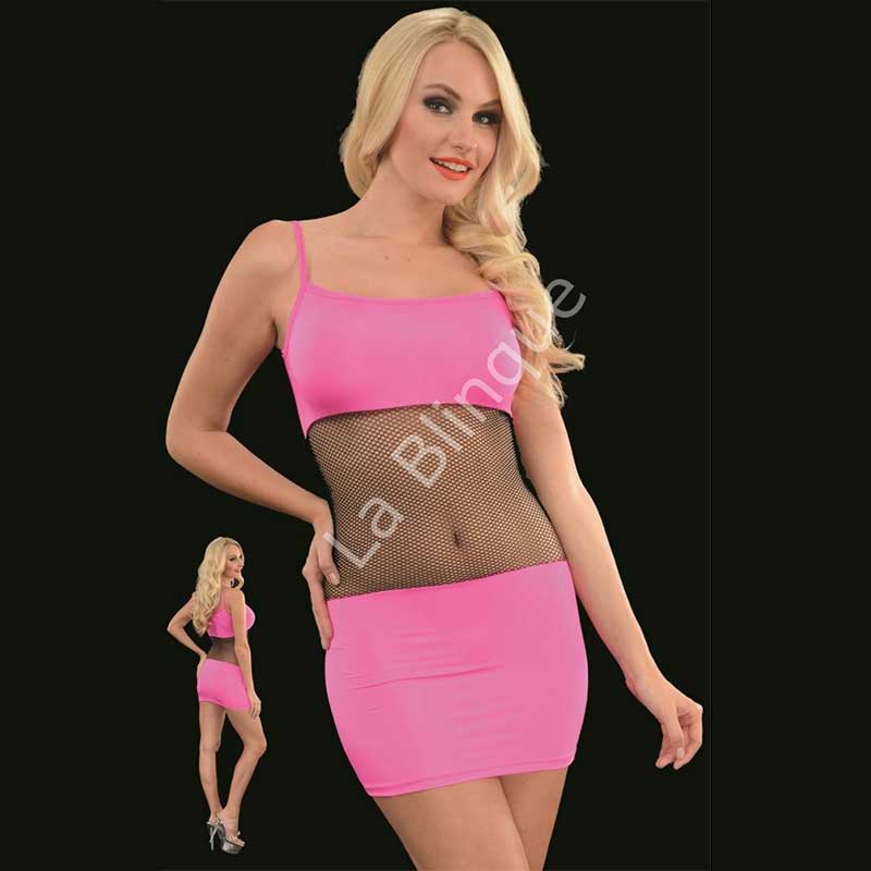 Gbek Kismi Transparan Fileden Bstiyer Mini Etek Grnml Tek Para Seksi Elbise ART-6094