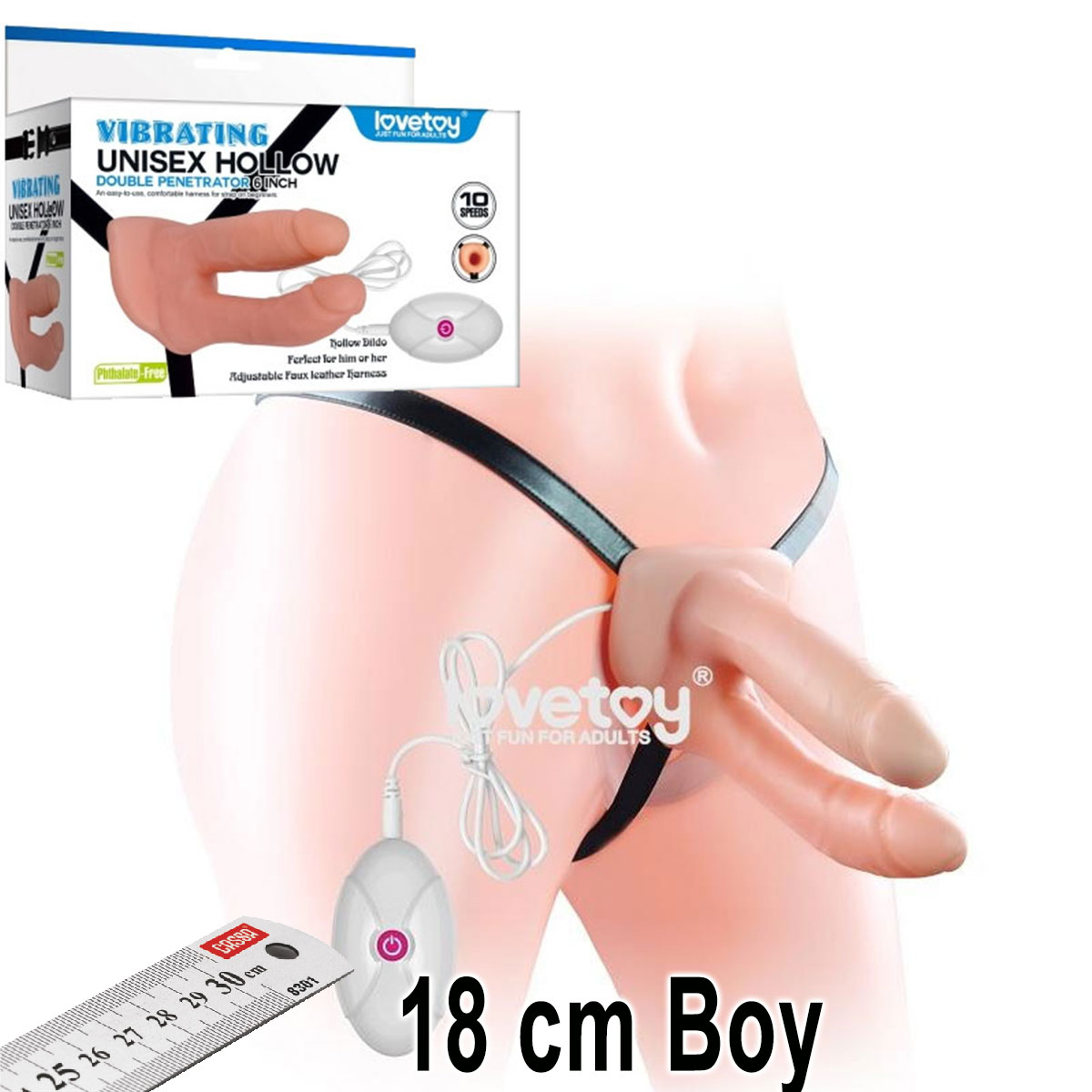 Unisex Hollow Double Penetrator Strap-On ki Penisli Titreimli Belden Balamal Protez Penis L-LV3006