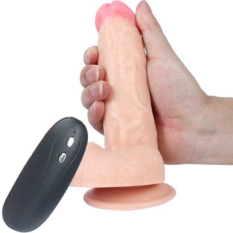 Kordonla Titreim Kumandal Testisli Vantuzlu 17.5 cm x 4 cm Realistik Yapay Penis L-U6089